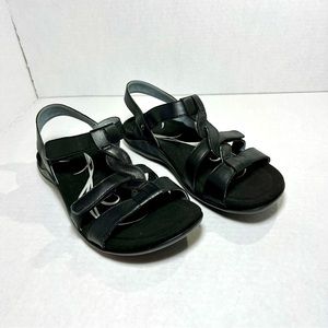 EUC Abeo Black Leather Bea-Braided Bio System Sandals w/adjustable strap sz WM7